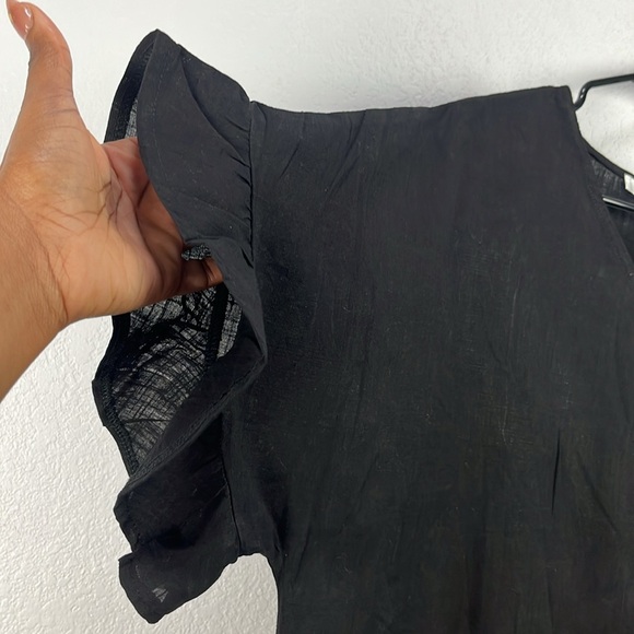 MSJ Women’s Black Flutter Sleeve Dress Ruffle Hem Cotton Casual‎ Sz XL  Vacay - Picture 6 of 9